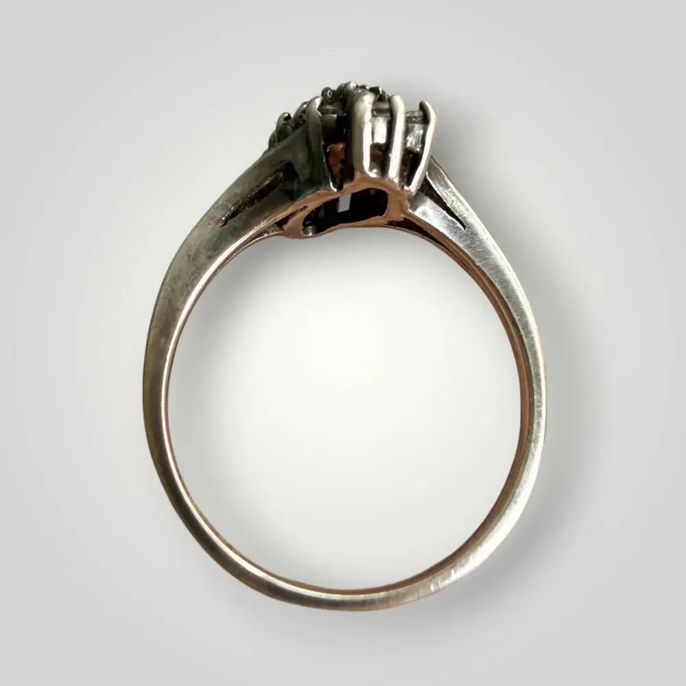Vintage Sterling Silver Clear Stone Cluster Ring Size 6 Cocktail Statement